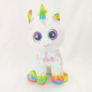 Ty Beanie Boos PIXY White Unicorn Plush 11” Stuffed Animal White Rainbow Sequins